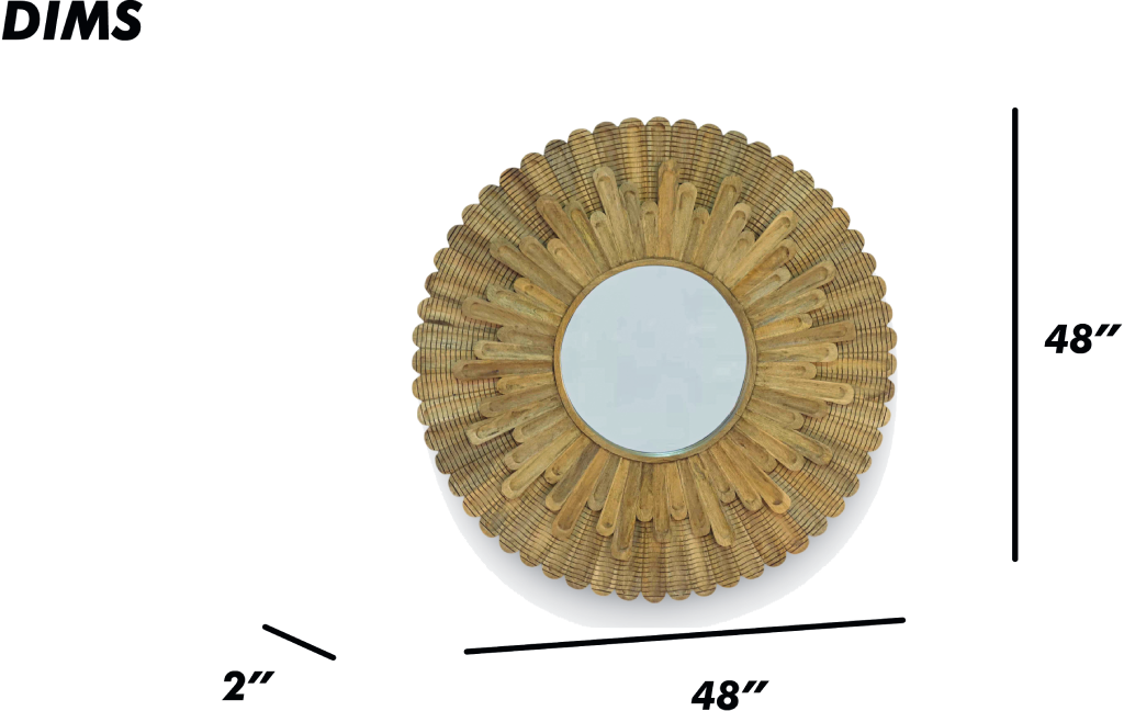 Sunburst Carved Wood Mirror