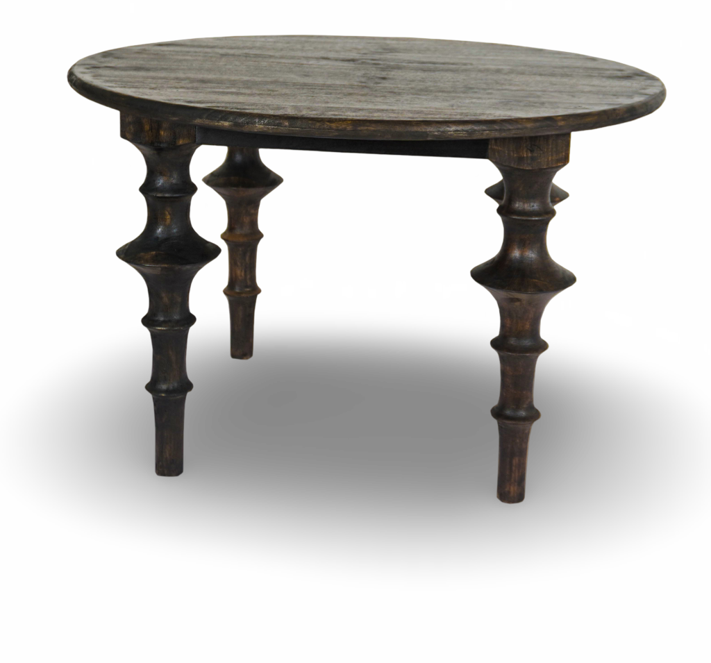 Round Wooden Table with Sculpted Legs