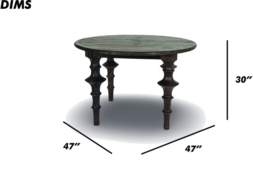 Round Wooden Table with Sculpted Legs