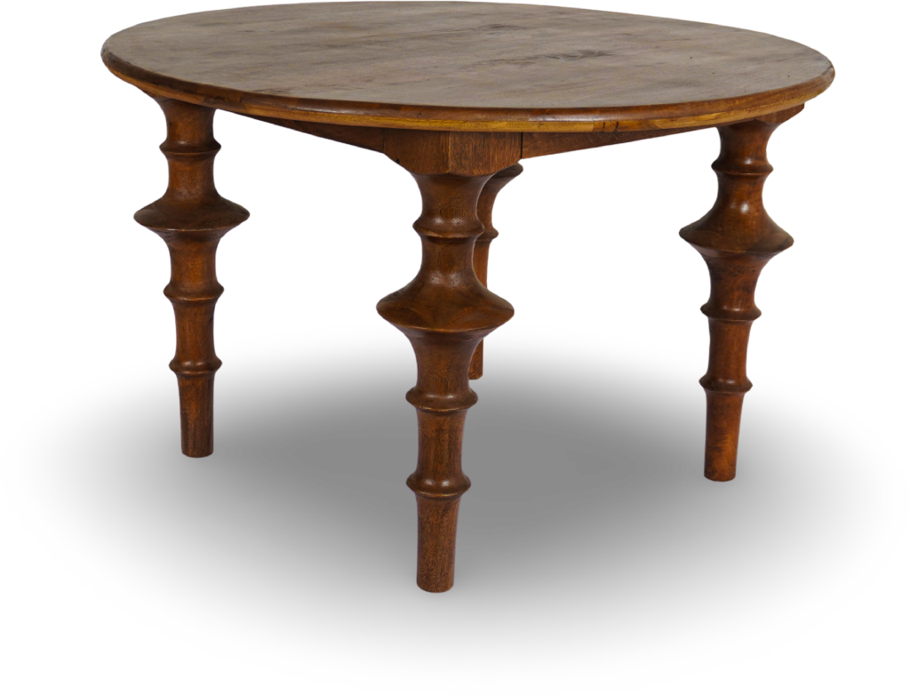 Round Wooden Table with Sculpted Legs