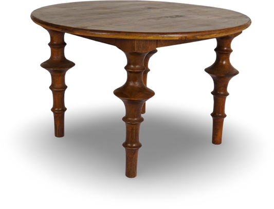 Round Wooden Table with Sculpted Legs