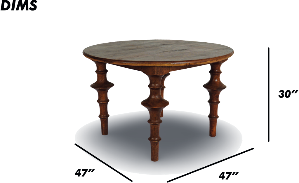 Round Wooden Table with Sculpted Legs