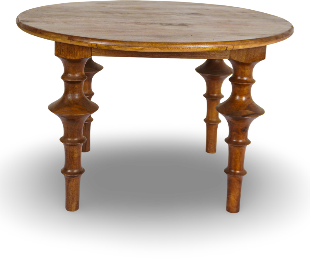 Round Wooden Table with Sculpted Legs