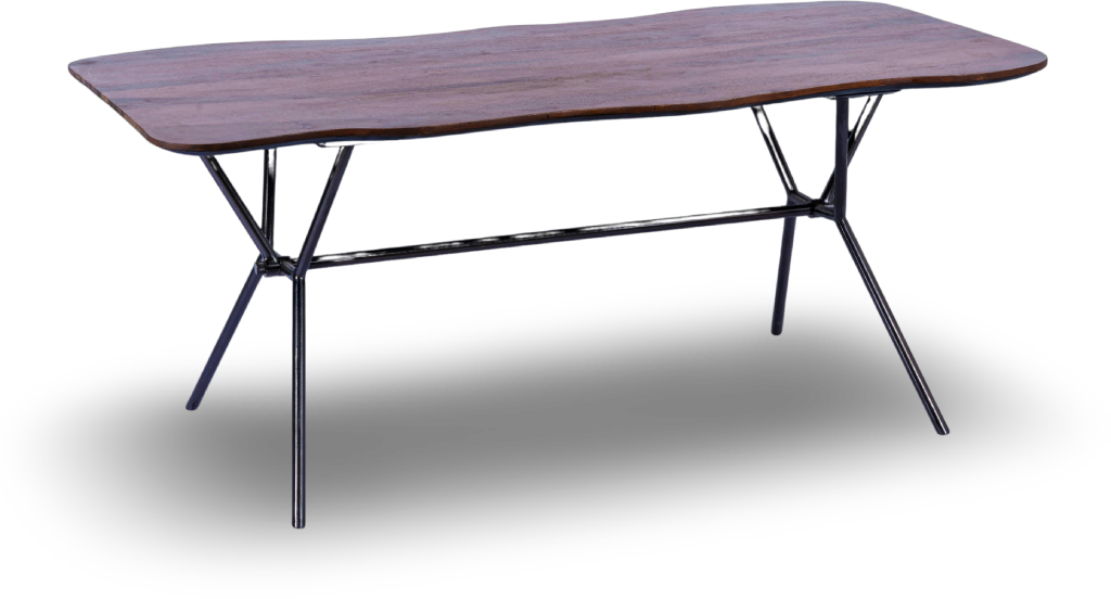 Organic Wood Dining Table with Metal Base