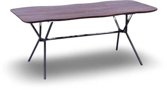 Organic Wood Dining Table with Metal Base