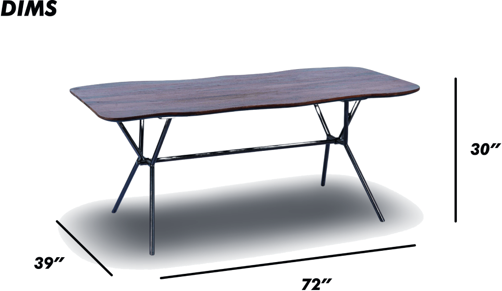 Organic Wood Dining Table with Metal Base