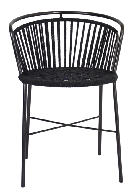 Black Woven Back Dining Chair