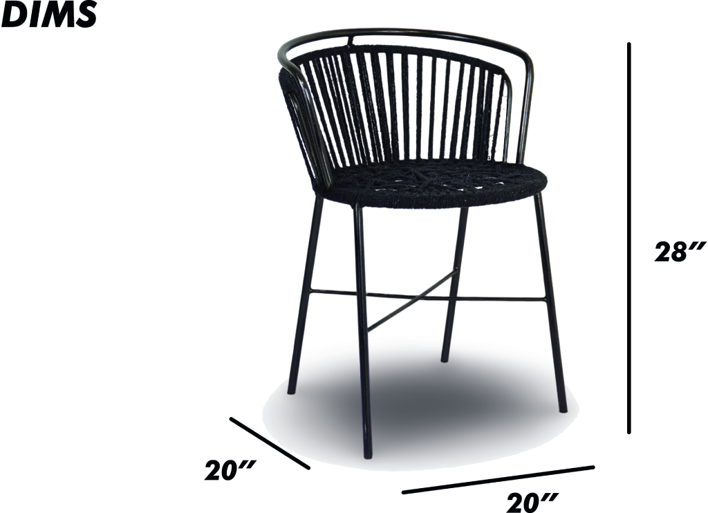 Black Woven Back Dining Chair