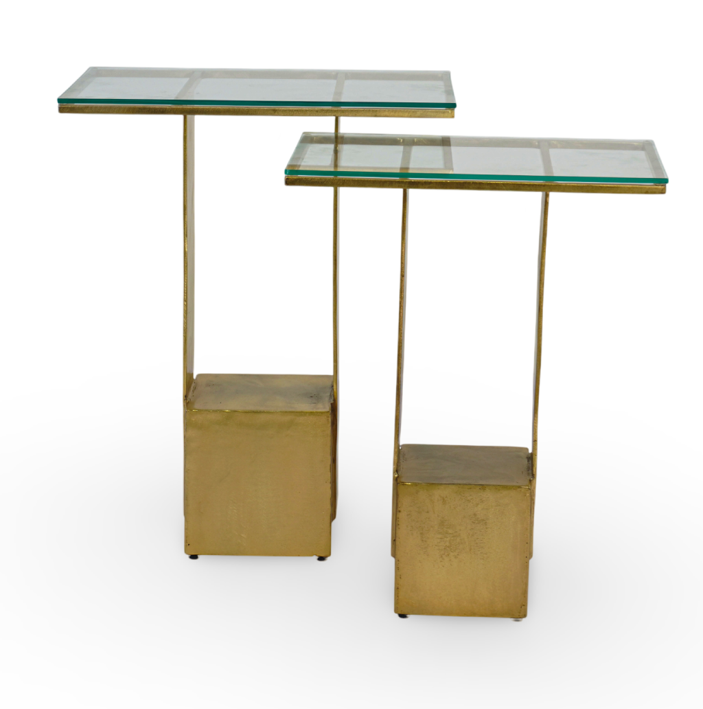 Modern Glass Top Nesting Side Tables
