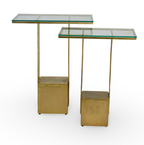 Modern Glass Top Nesting Side Tables