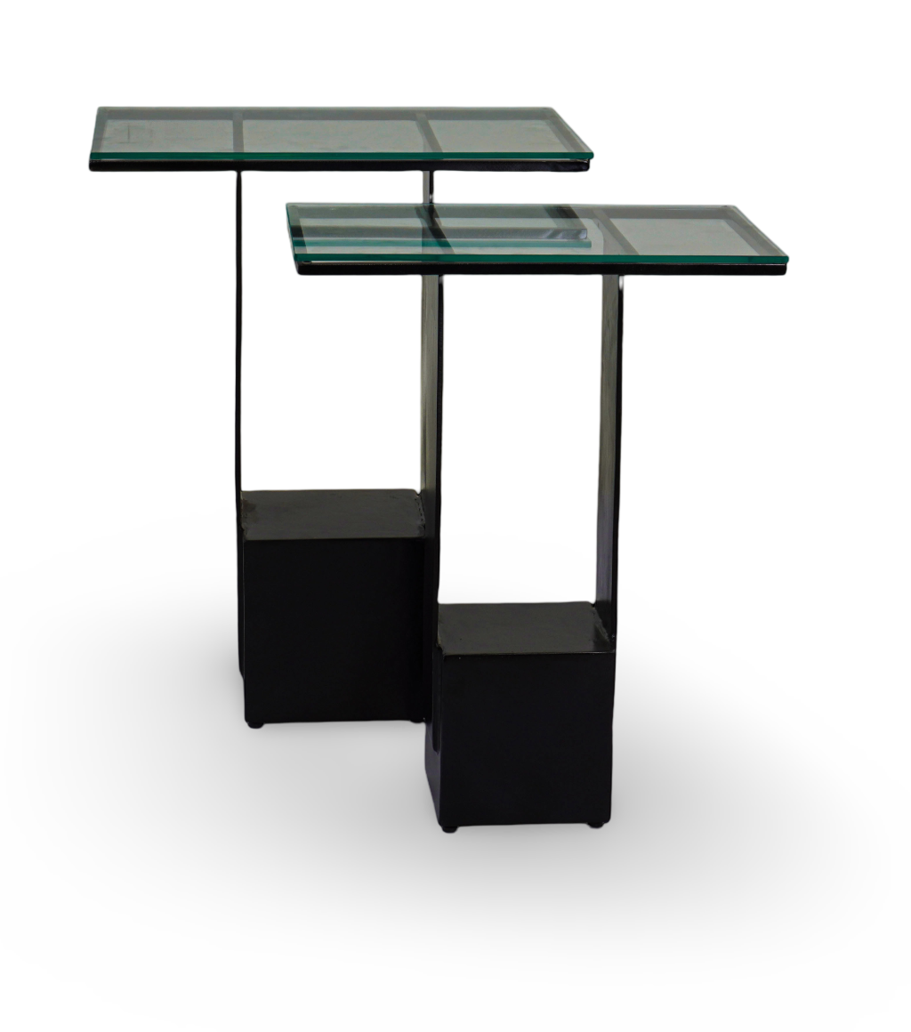 Modern Glass Top Nesting Side Tables