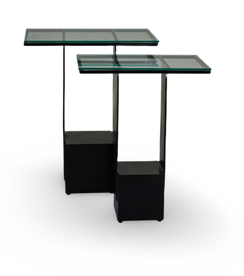 Modern Glass Top Nesting Side Tables