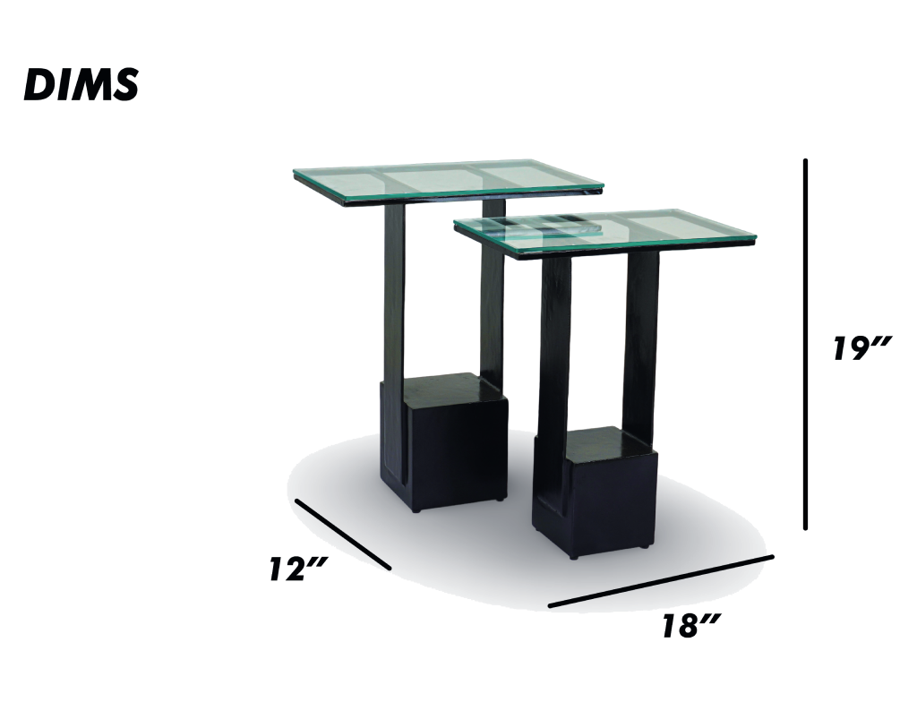 Modern Glass Top Nesting Side Tables