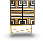 Geometric Wooden Bar Cabinet
