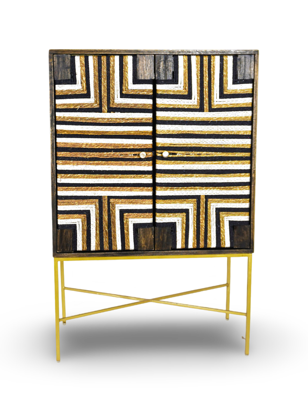 Grey Geometric Inlay Bar Cabinet