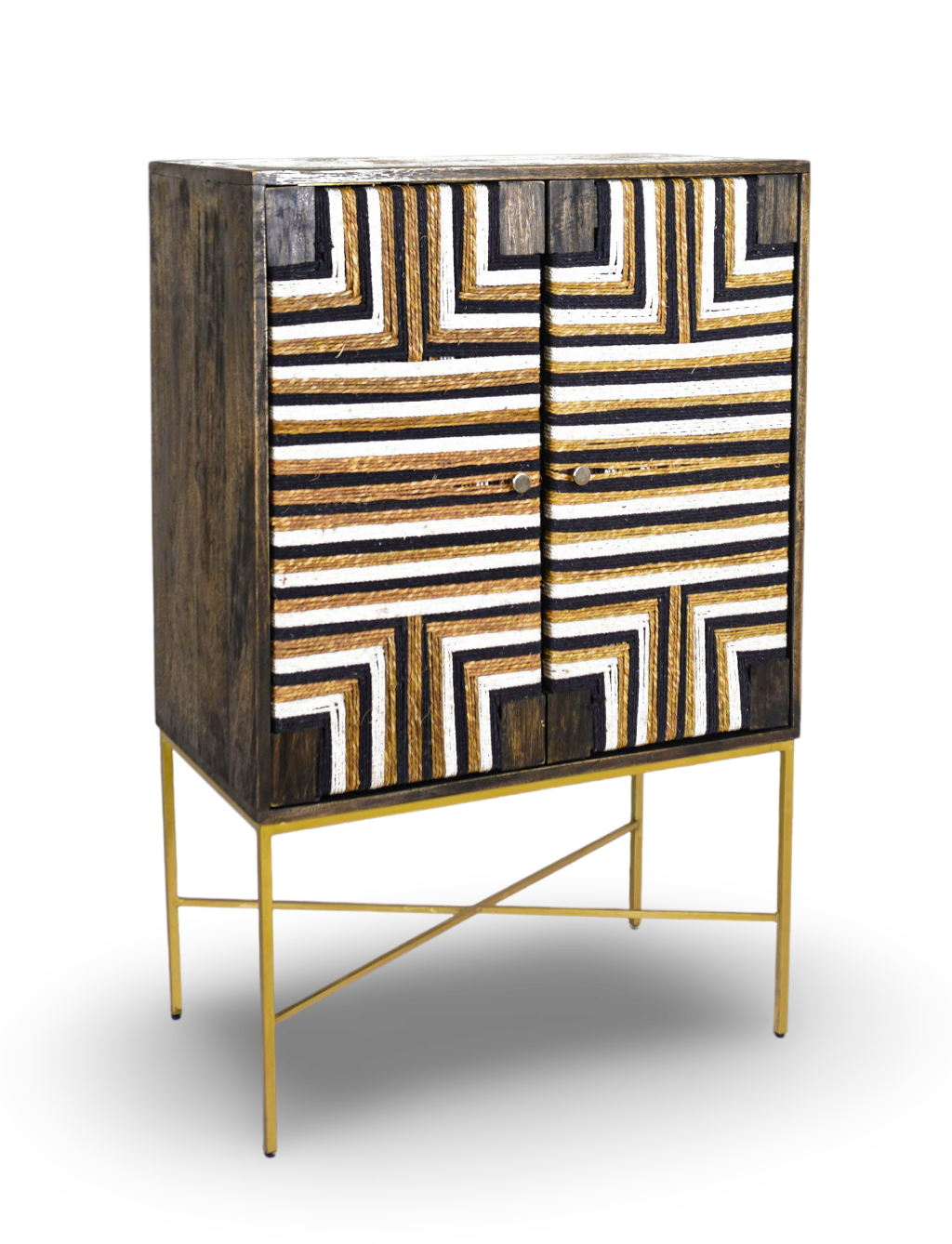 Grey Geometric Inlay Bar Cabinet