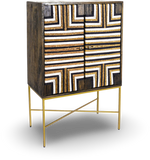Geometric Wooden Bar Cabinet