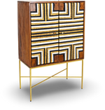 Geometric Wooden Bar Cabinet