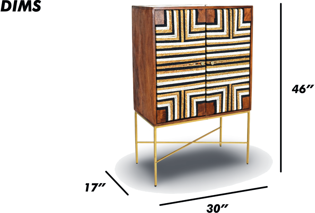 Brown Geometric Wooden Bar Cabinet