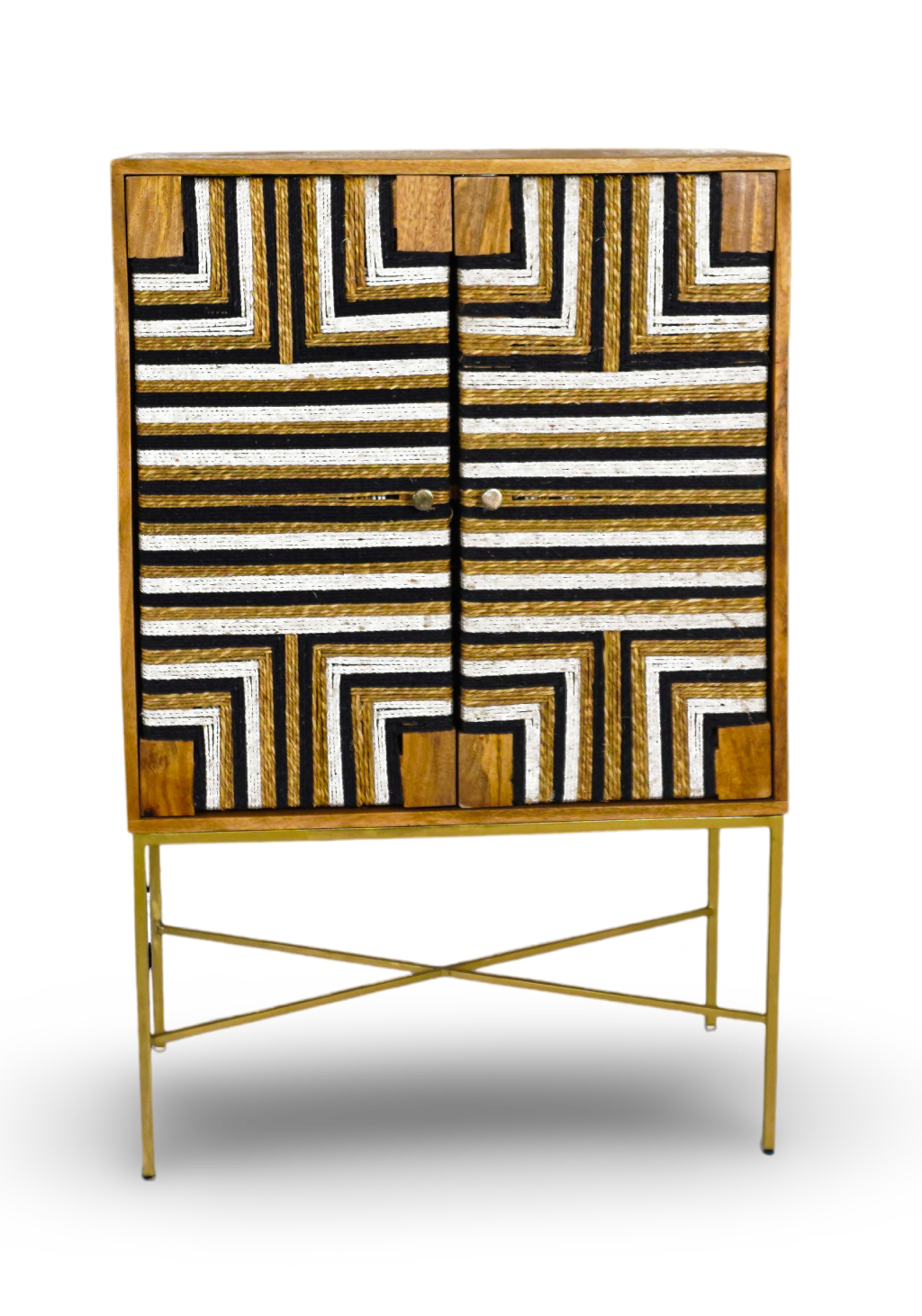 Natural Geometric Inlay Bar Cabinet