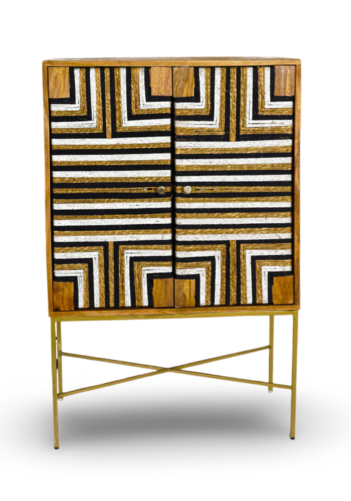 Geometric Inlay Bar Cabinet