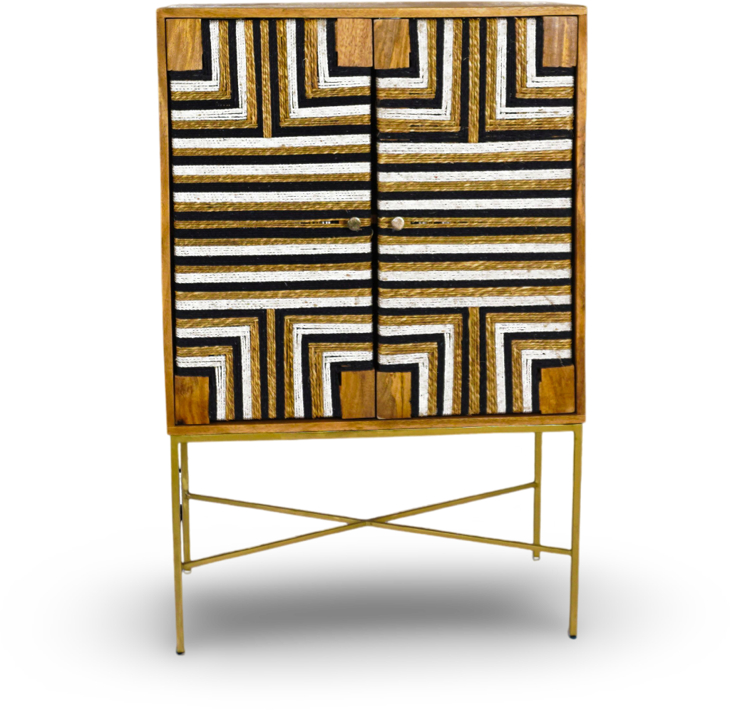 Natural Geometric Wooden Bar Cabinet