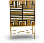 Geometric Wooden Bar Cabinet