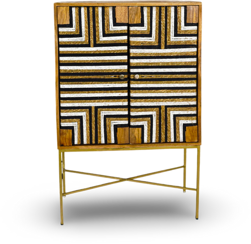 Geometric Wooden Bar Cabinet