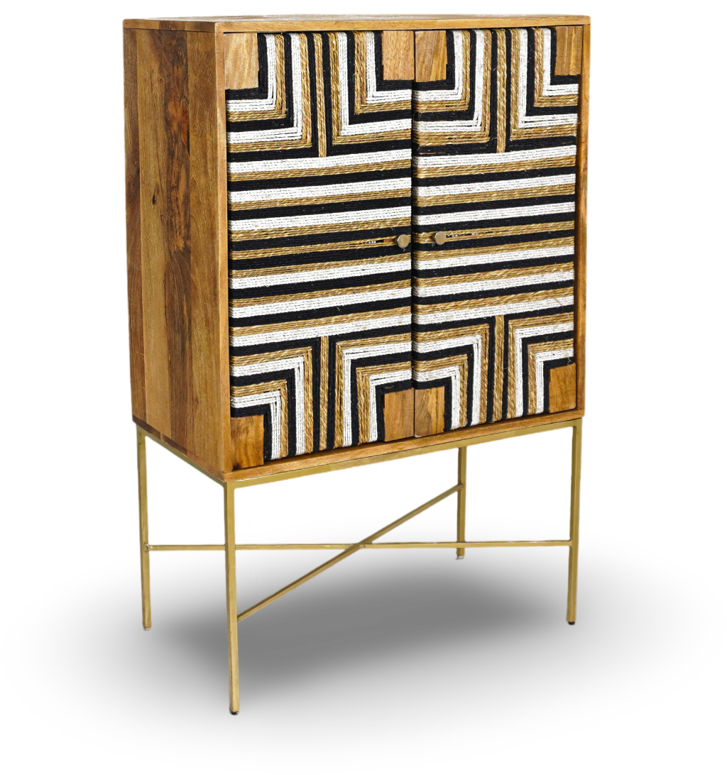 Natural Geometric Wooden Bar Cabinet
