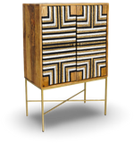 Geometric Wooden Bar Cabinet