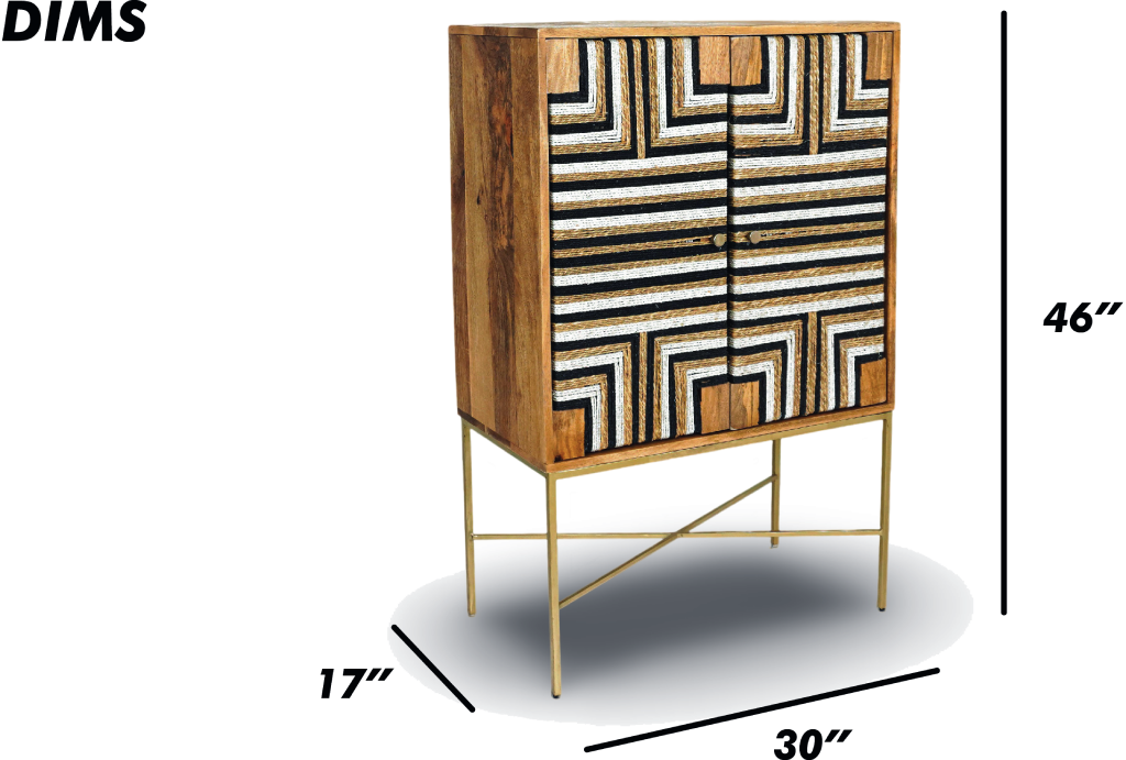 Natural Geometric Wooden Bar Cabinet