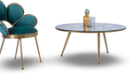 Round Glass Coffee Table with Black Metal Base