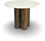 Round Marble Table with Cylindrical Wood Base