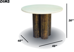 Round Marble Table with Cylindrical Wood Base
