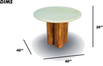 Round Marble Table with Cylindrical Wood Base