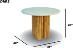 Round Marble Table with Cylindrical Wood Base