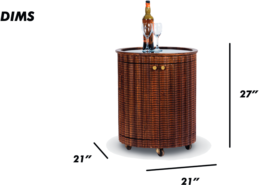 Brown Round Wood Bar Trolley