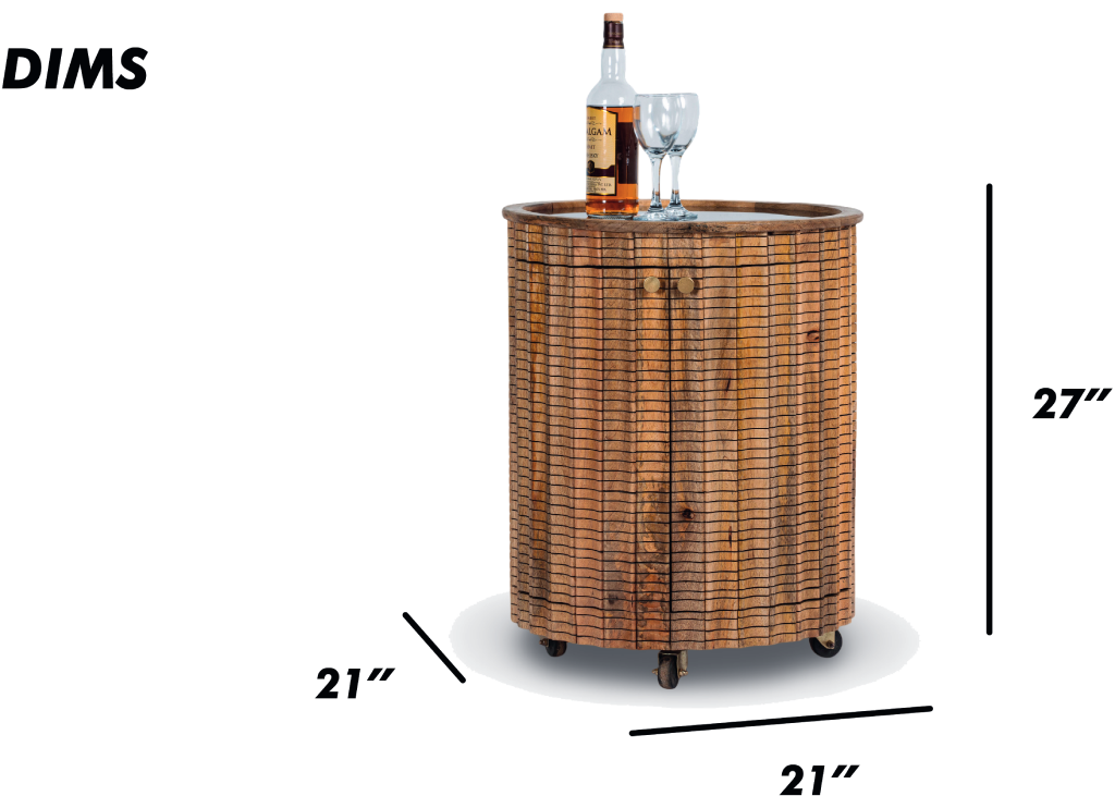 Natural Round Wood Bar Trolley