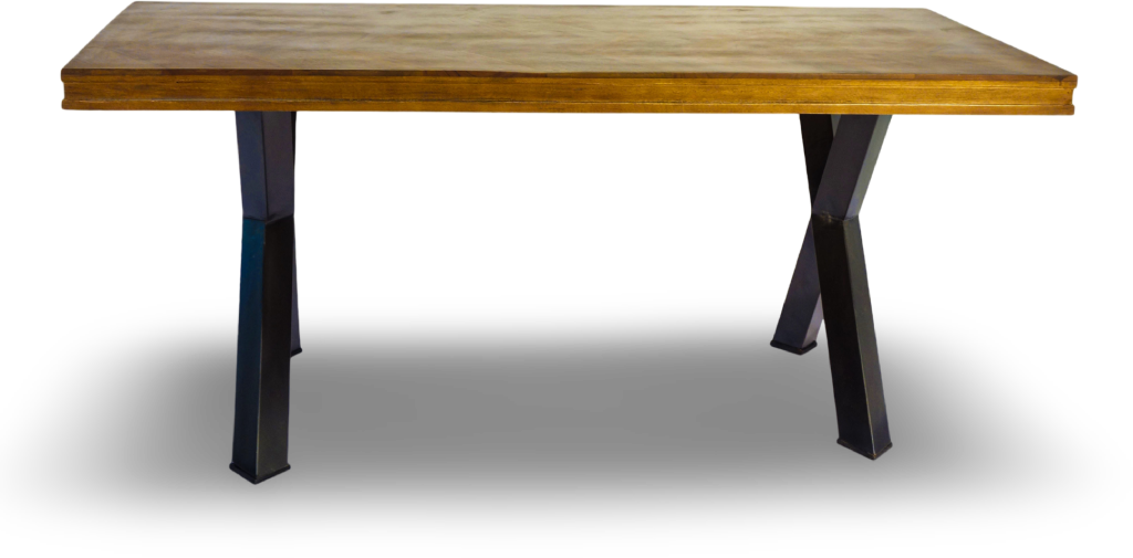 Rectangular Wood Dining Table with Black Metal Legs