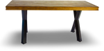 Rectangular Wood Dining Table with Black Metal Legs
