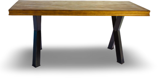 Rectangular Wood Dining Table with Black Metal Legs