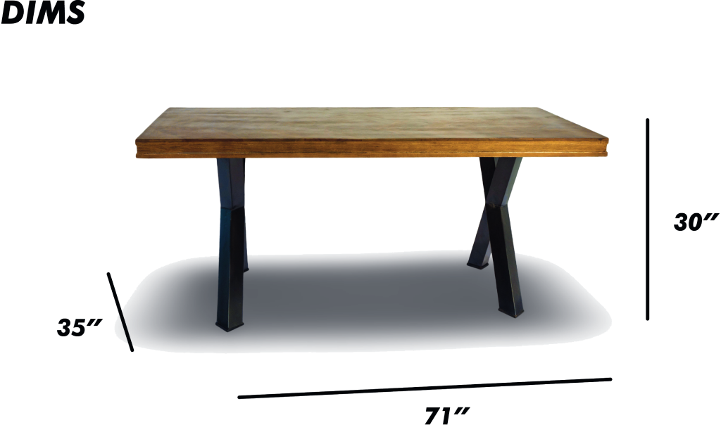 Rectangular Wood Dining Table with Black Metal Legs
