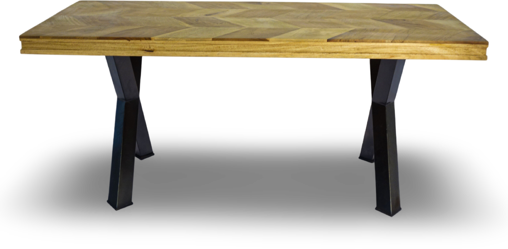 Rectangular Wood Dining Table with Black Metal Legs