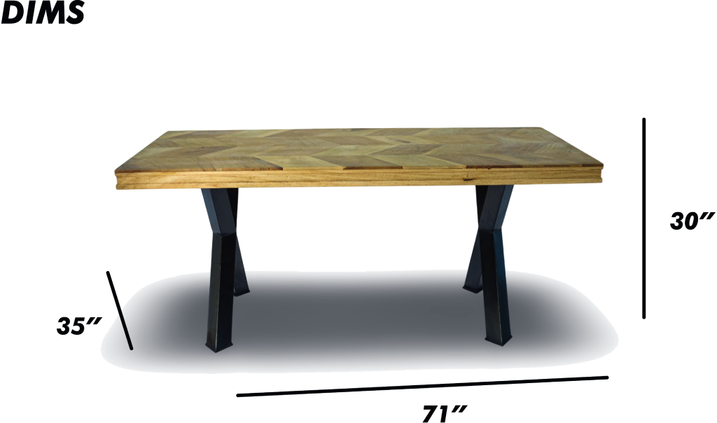 Rectangular Wood Dining Table with Black Metal Legs