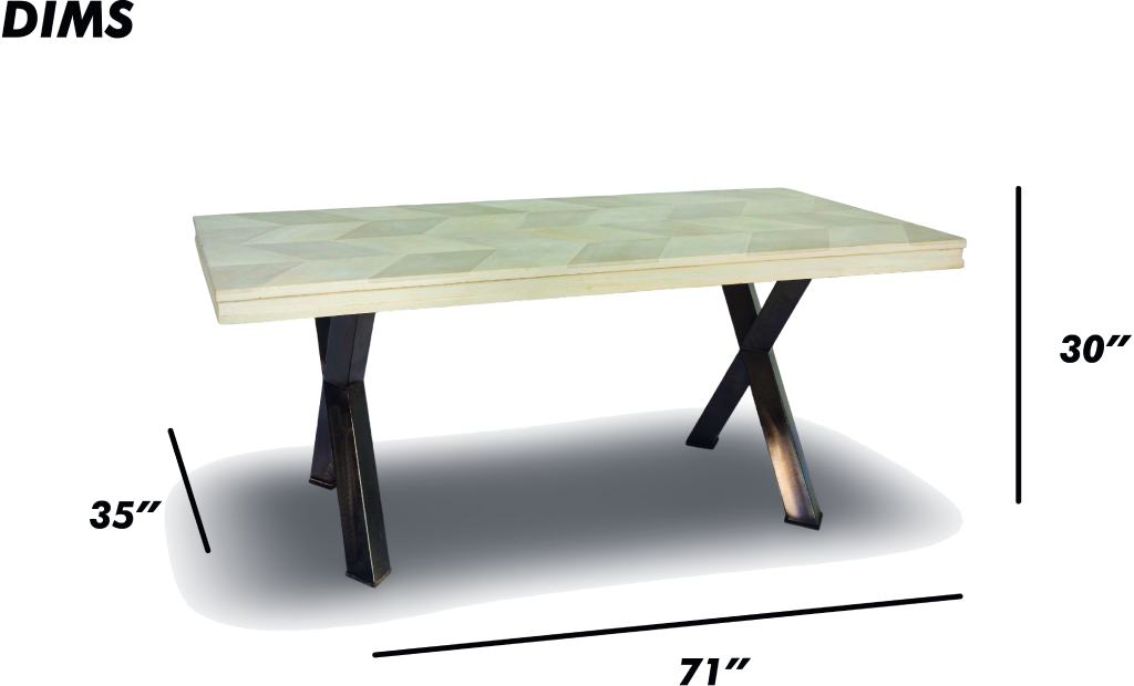Rectangular Wood Dining Table with Black Metal Legs