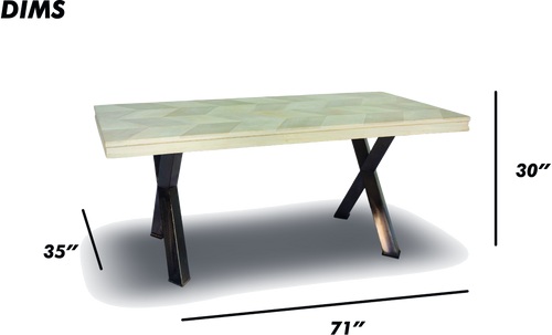 Rectangular Wood Dining Table with Black Metal Legs