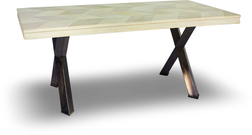 Rectangular Wood Dining Table with Black Metal Legs