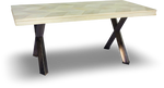 Rectangular Wood Dining Table with Black Metal Legs